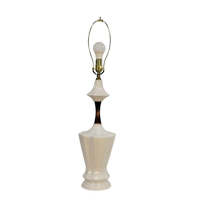 White Ceramic Tall MCM Lamp, Mid Century Home Decor, Danish Sculptural Housewarming Gift