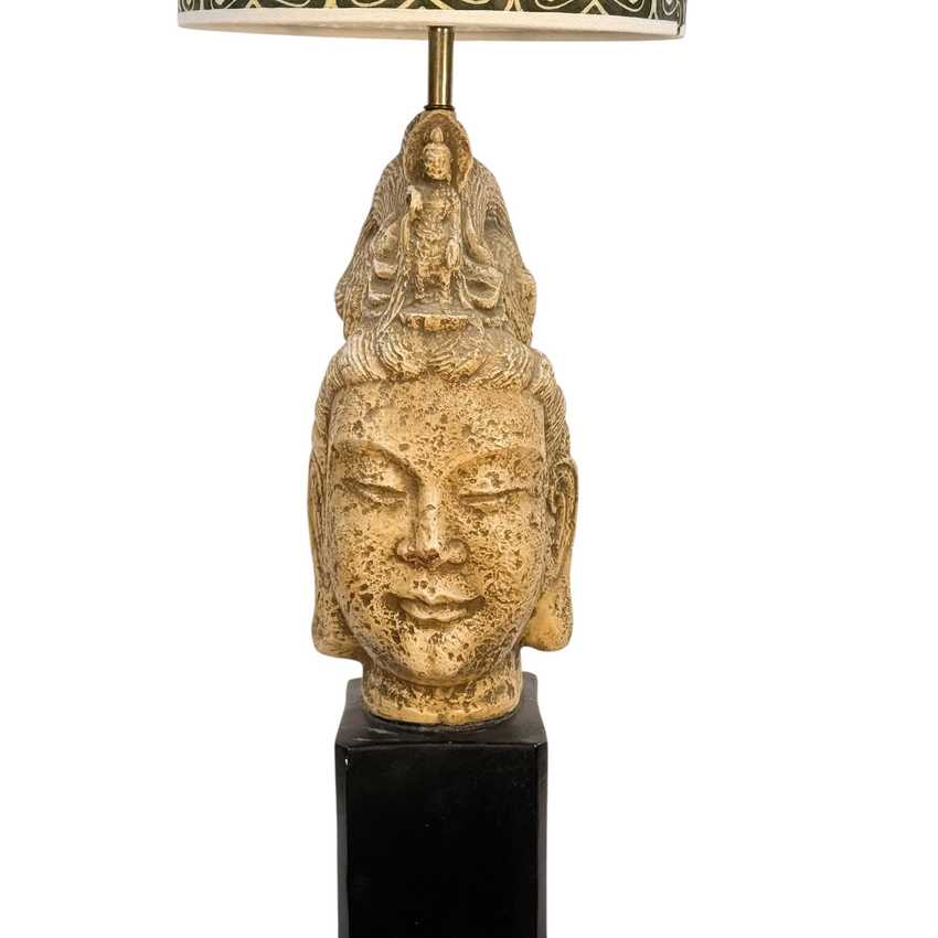 James Mont Ceramic Vintage Tara Buddha Head Lamp, Figural Home Decor Lamp, Mid Century Asian Vintage Buddha