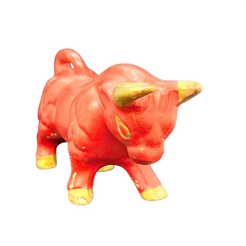 Red Ceramic Bull, Retro Red Bull, Mcm Collectible Red Bull