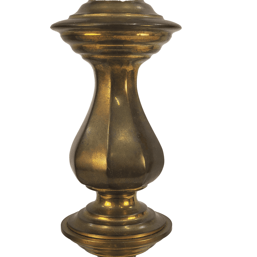 Solid Heavy Brass Column Table Lamp | Vintage 3-Way Traditional Baluster Light | Classic Ornate Footed Pedestal Base Curio Lamp