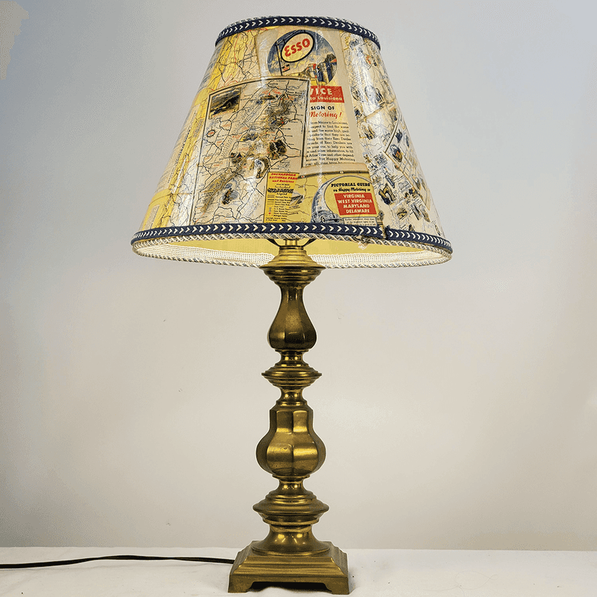 Solid Heavy Brass Column Table Lamp | Vintage 3-Way Traditional Baluster Light | Classic Ornate Footed Pedestal Base Curio Lamp