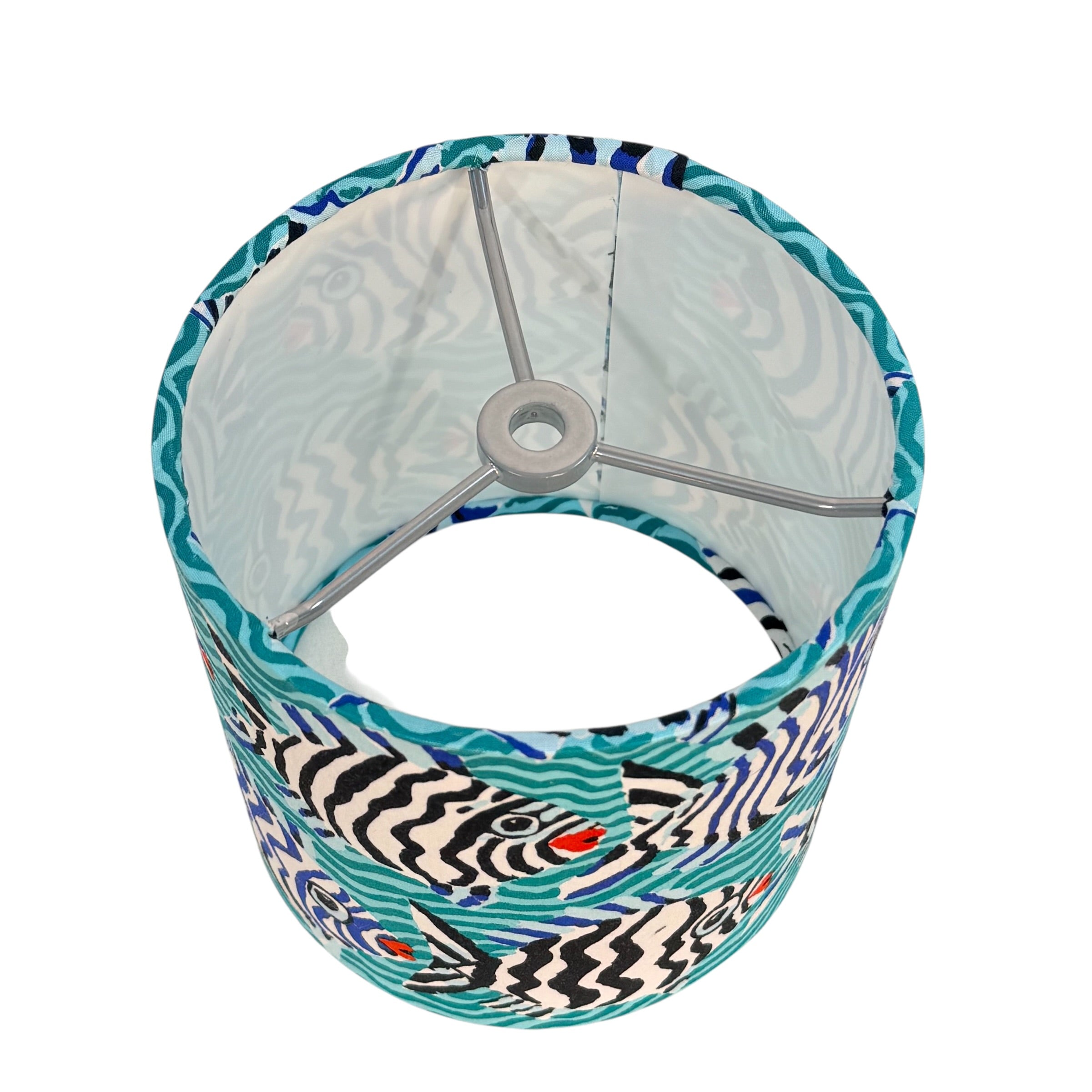 Handmade Kaffe Fassett Minnows Lampshade | Choose Your Size | Fish Print Drum Shade | Coastal & Eclectic Decor