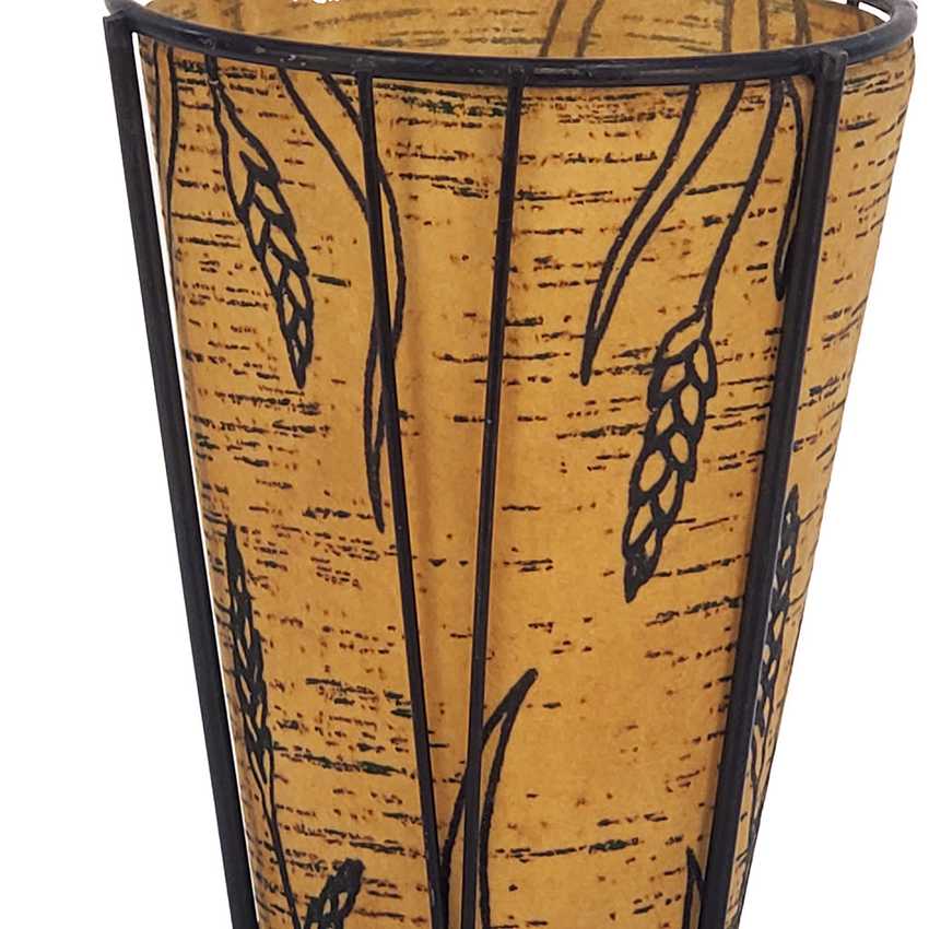 Vintage Faux Birch Bark Oil-Paper Tripod Accent Lamp with Wheat Motif – Mid-Century Modern Rustic Table Lamp