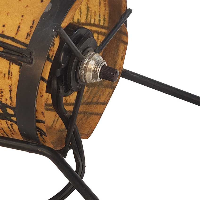 Vintage Faux Birch Bark Oil-Paper Tripod Accent Lamp with Wheat Motif – Mid-Century Modern Rustic Table Lamp