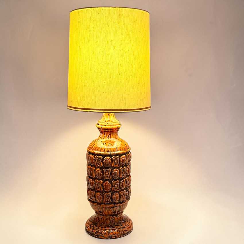 MCM Orange Ceramic Lamp, Mid Century Table Lamp, Vintage Retro Accent Lamp
