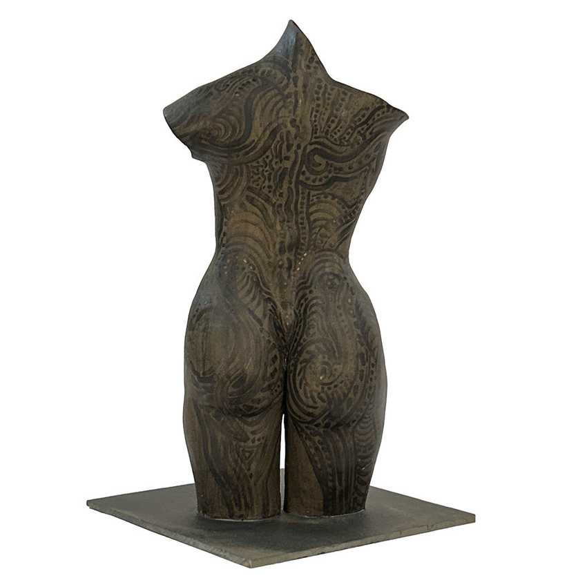 Gail Paradise Painted Lady Sculpture | Original American Studio Pottery Female Torso | Figurative Ceramic Art