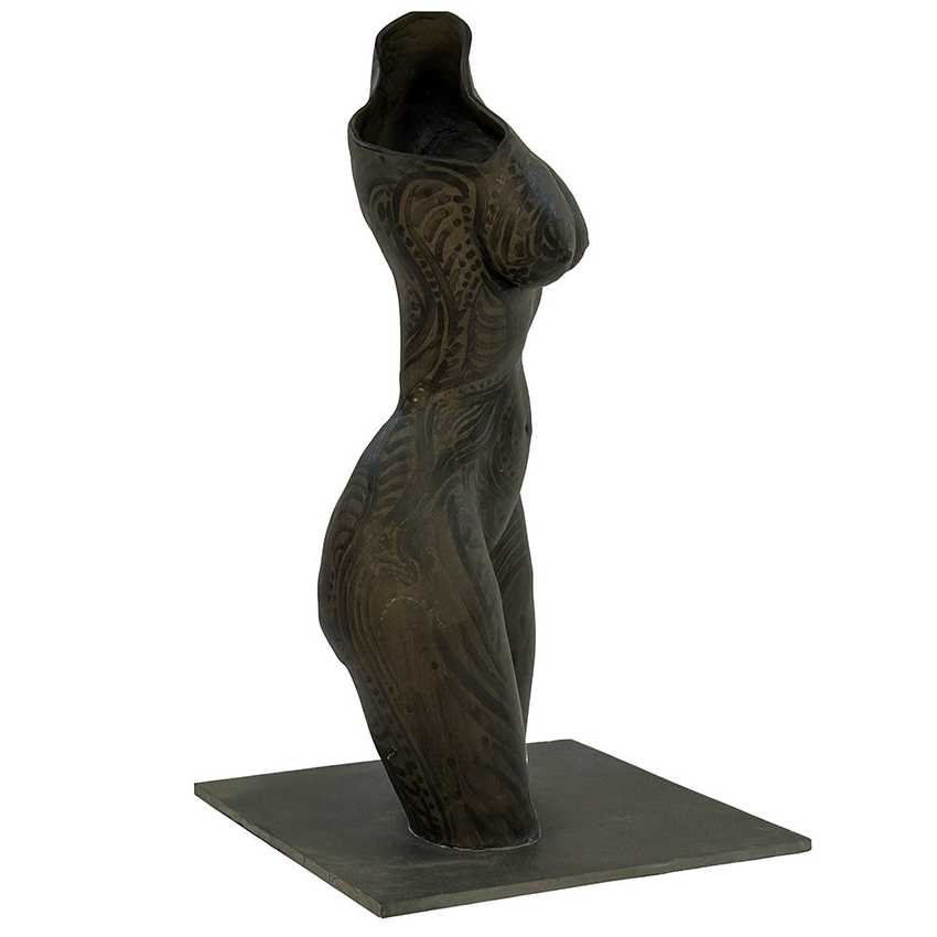 Gail Paradise Painted Lady Sculpture | Original American Studio Pottery Female Torso | Figurative Ceramic Art