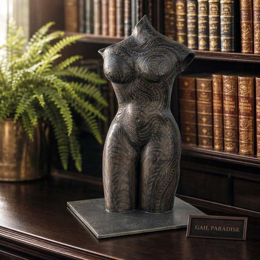 Gail Paradise Painted Lady Sculpture | Original American Studio Pottery Female Torso | Figurative Ceramic Art