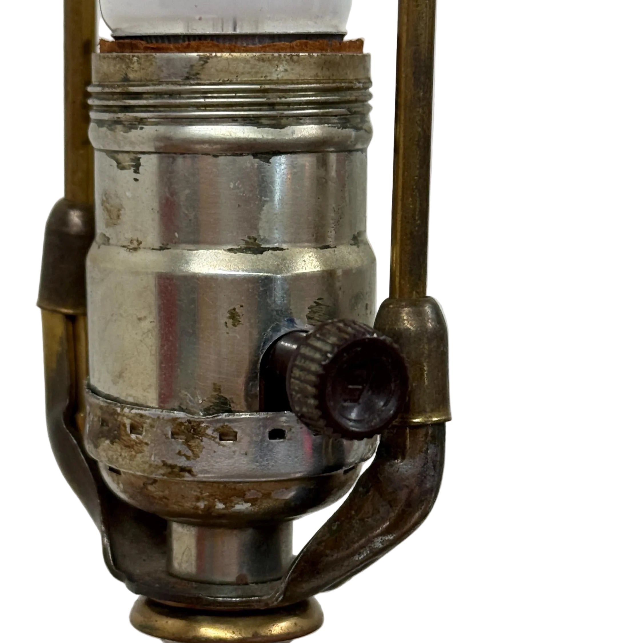 Vintage Painted Milk Glass and Brass Lamp