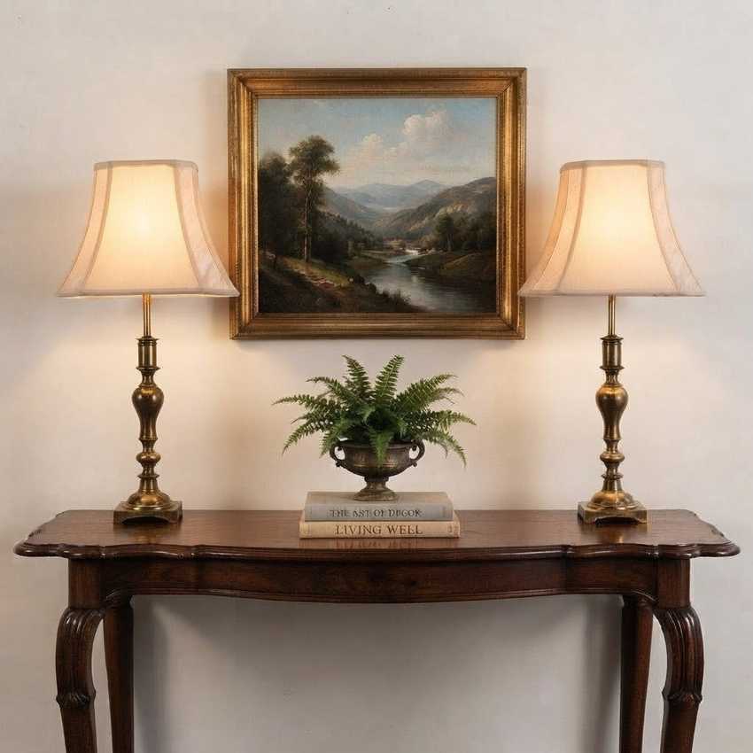 Vintage Stiffel Heavy Solid Brass Candlestick 3-Way Table Lamps - A Matching Pair