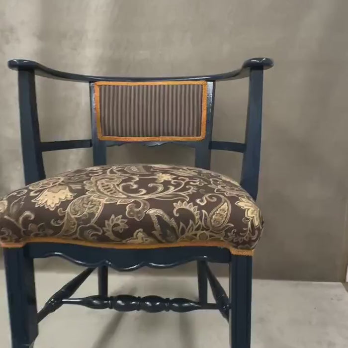 Navy Stripes and Floral Paisley Arm Chair