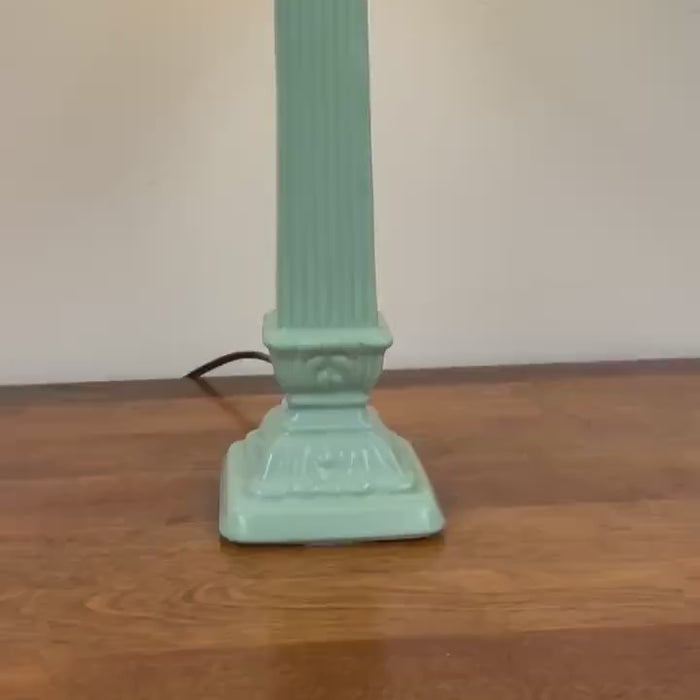 Tall Green Candle Stick Style Lamp, Table Lamp, Traditional Classic Accent Lamp