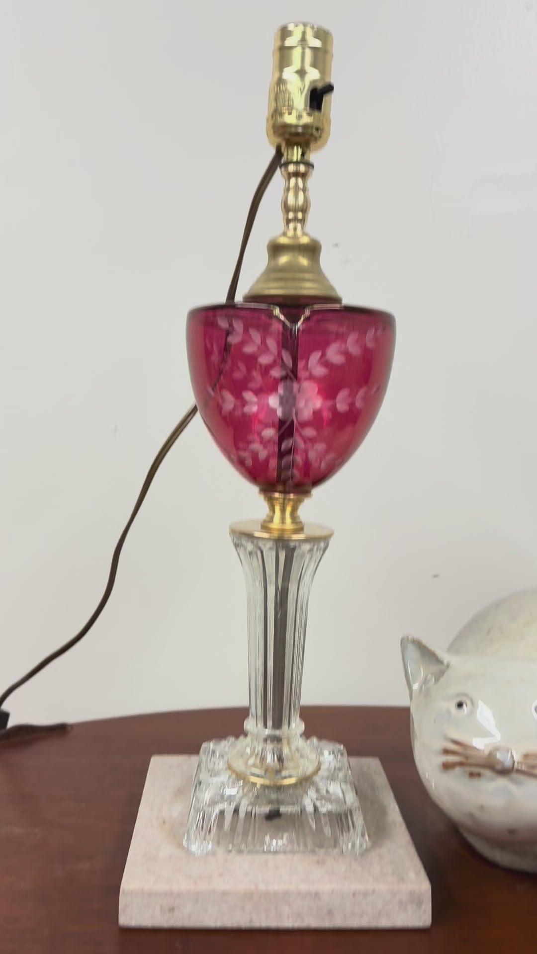 Custom Built Cranberry Glass Lamp
