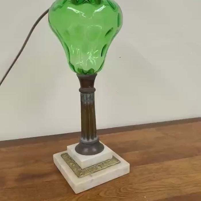 Vintage Green Thumbprint and Brass Lamp