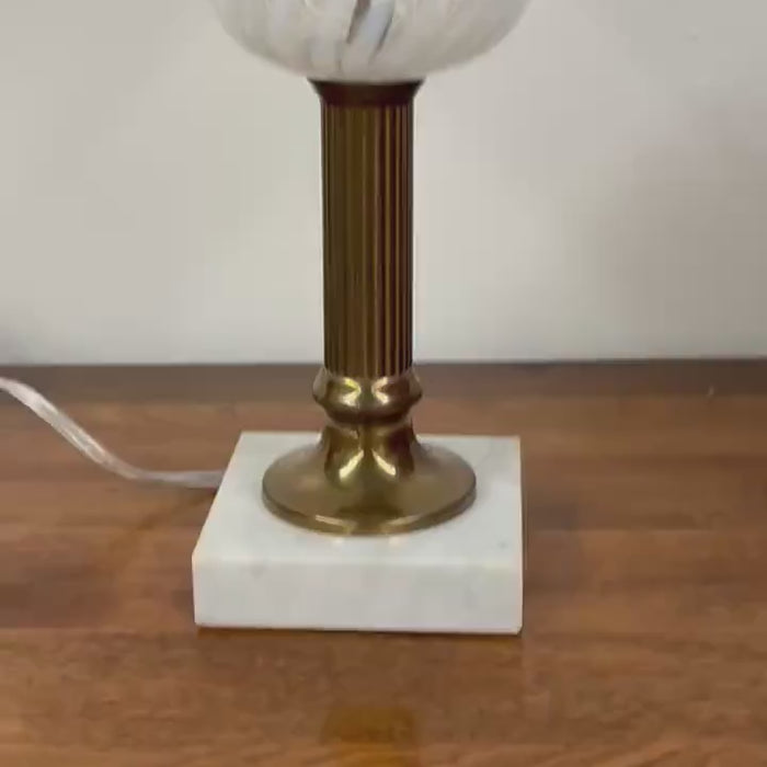 Vintage Fenton Glass White Swirl Glass Lamp