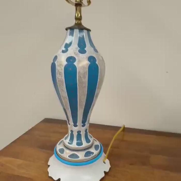 Vintage French Blue Opaline Lamp