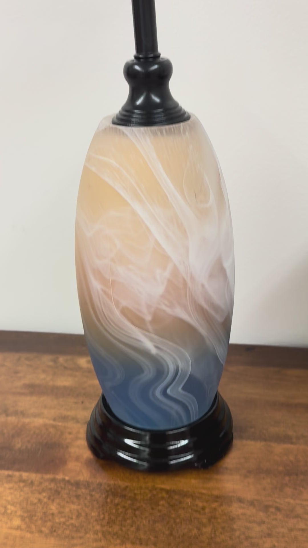 Art Glass Lamp in Blue, Sandy Brown and White