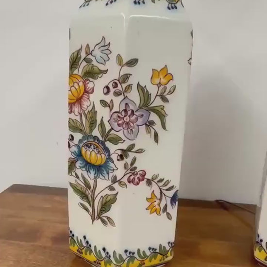 PAIR of Portuguese Santana Lisboa Ceramic Lamps, signed and made in 1923