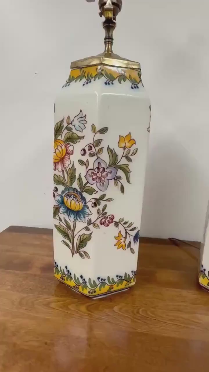 PAIR of Portuguese Santana Lisboa Ceramic Lamps, signed and made in 1923