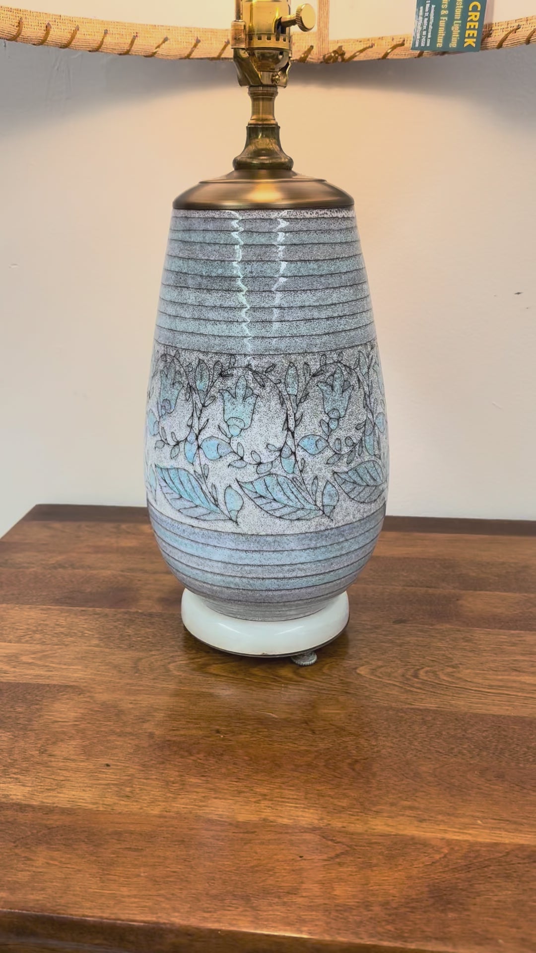 Blue Floral Pottery Vase Lamp
