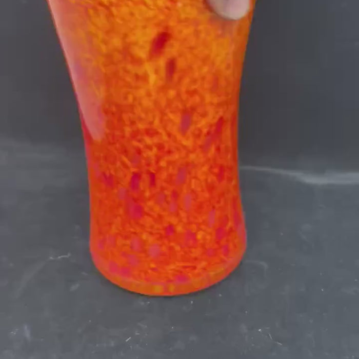 Vintage Hand Blown Art Glass Vase | Orange Speckled Cased Glass Vase | Mid Century Modern Decor | 6.5” Flower Vase | Retro Home Accent