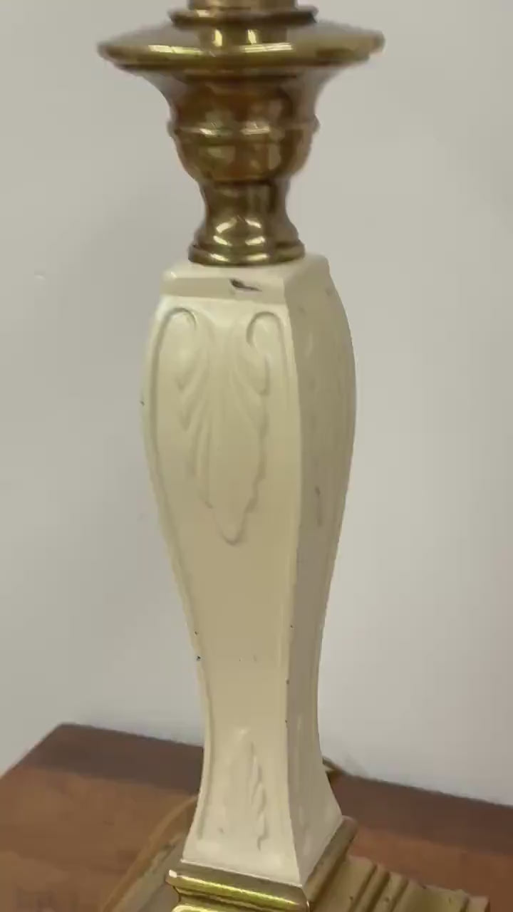 Vintage Brass Enamel Lamp, Mid Century Brass Desk Lamp, Decorative Stylish Vintage Lamp