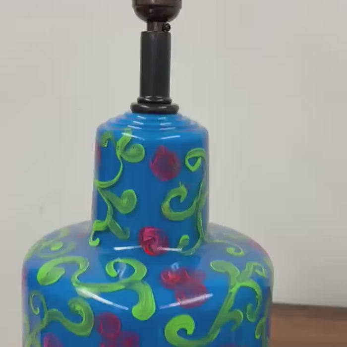 Hand Painted MCM Glass Lamp