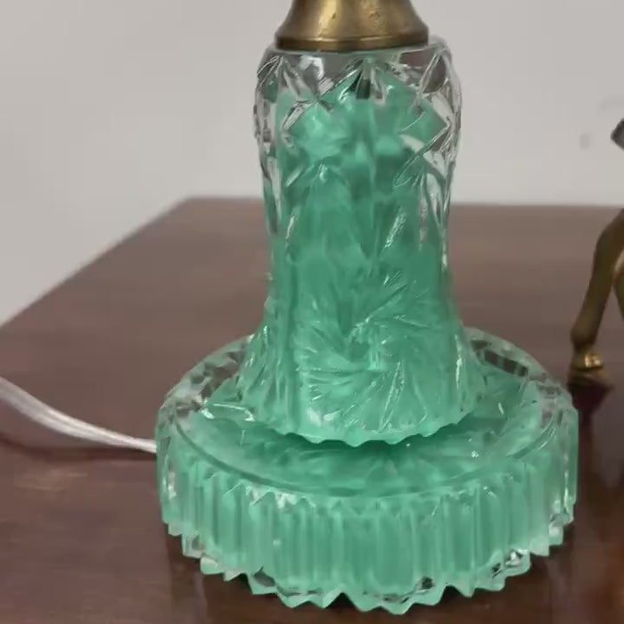 Small Green Painted Glass Lamp