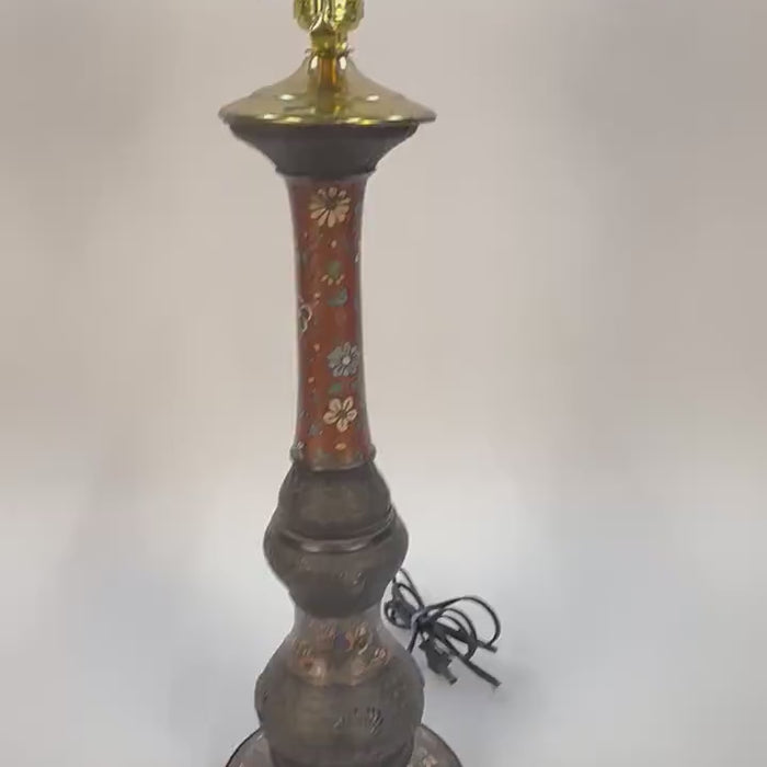 Antique Tall Champlevé Lamp