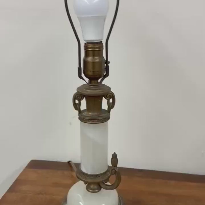 Vintage White Slag Glass Lamp