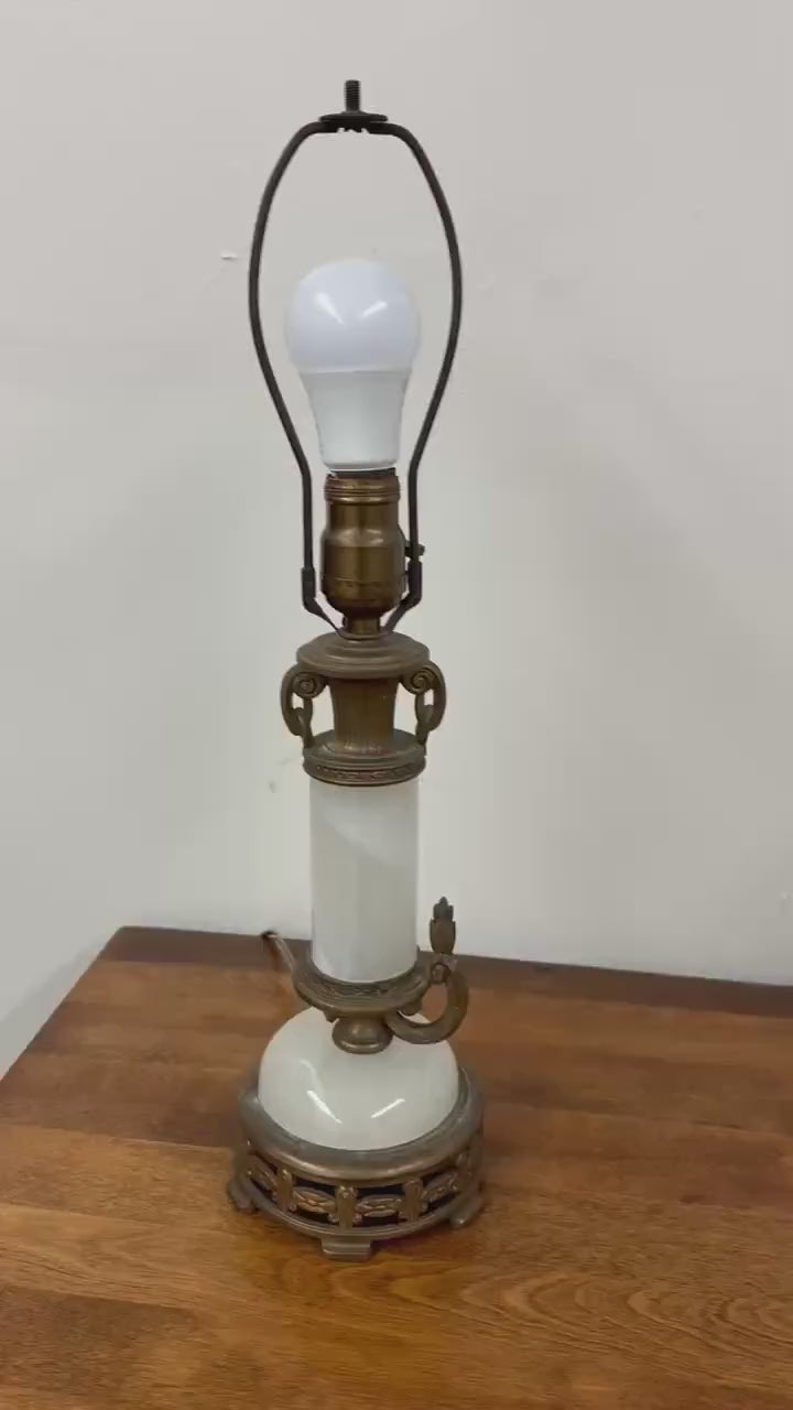 Vintage White Slag Glass Lamp