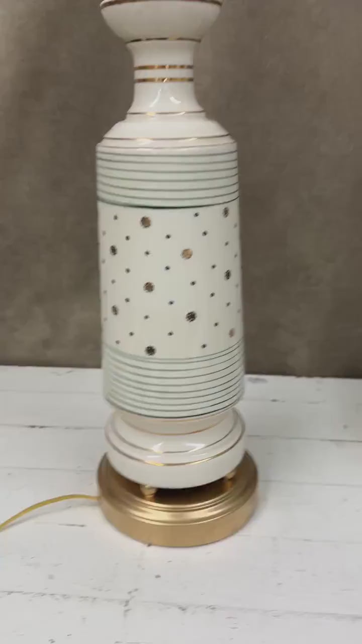 MCM Green Dots and Stripes Vintage Lamp