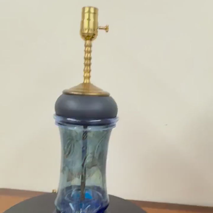 Blue Art Glass Vase Lamp