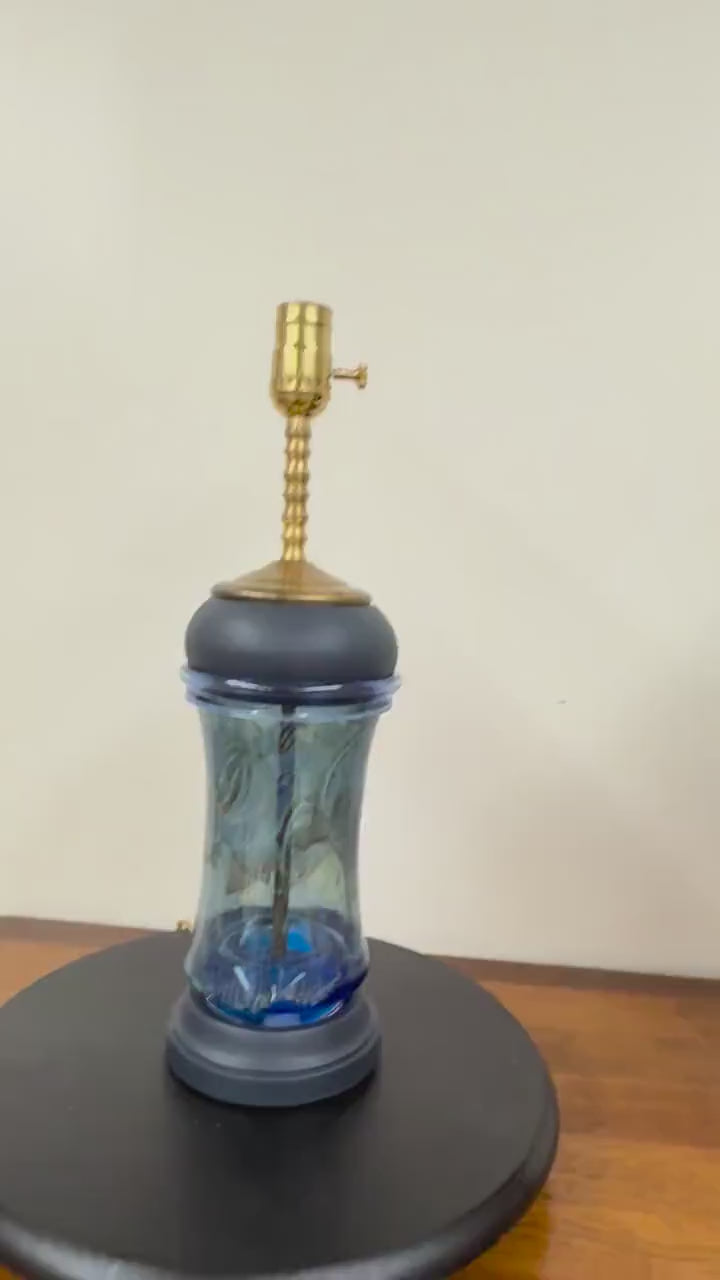 Blue Art Glass Vase Lamp