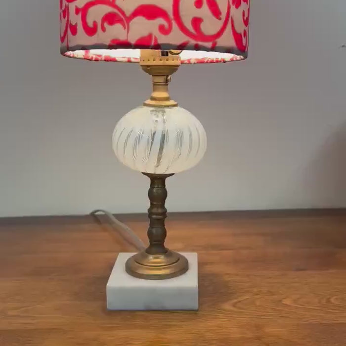 Vintage Fenton Glass White Swirl Lamp