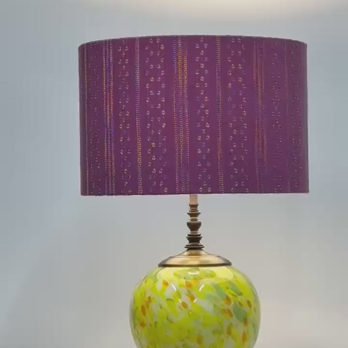 14 inch Drum Lampshade, Purple Embroidered | Custom Sizes Available