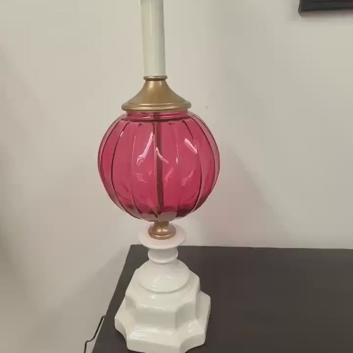 Pink Glass Candlestick Lamp