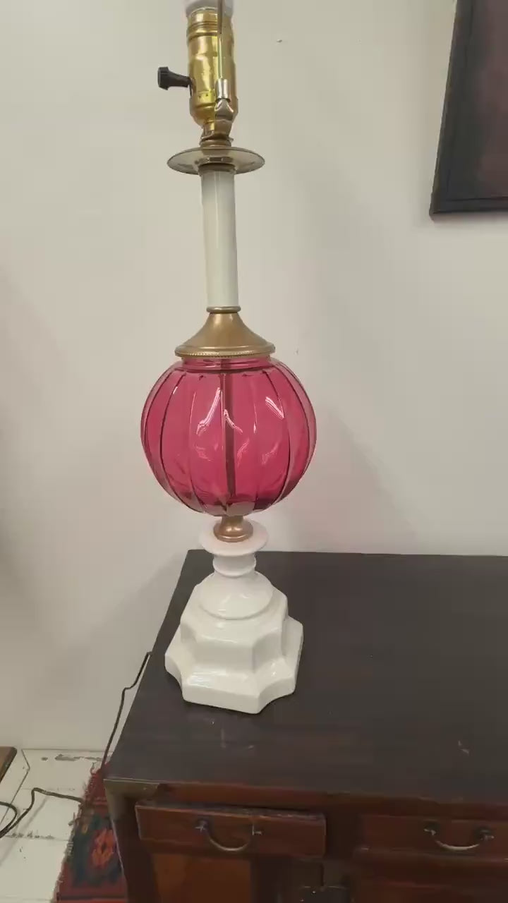 Pink Glass Candlestick Lamp