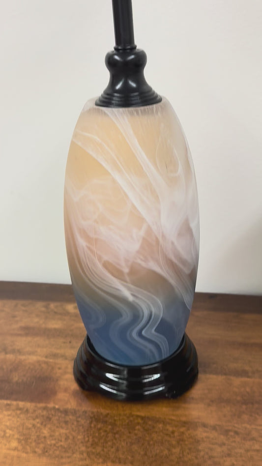 Art Glass Lamp in Blue, Sandy Brown and White