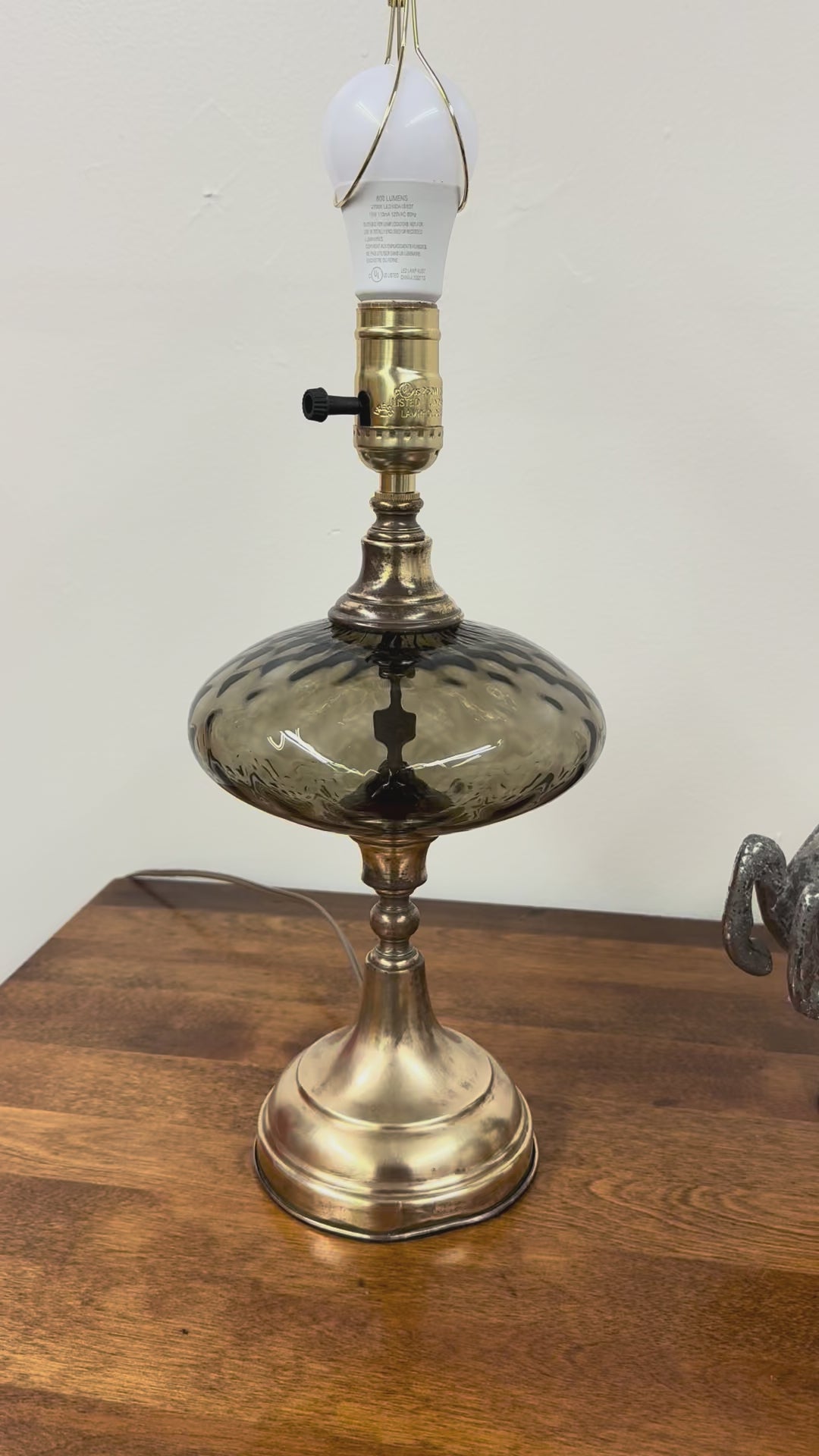 Gray Thumbprint Glass Lamp