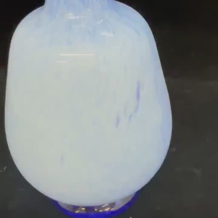 Vintage Hand Blown Art Glass Bud Vase | Blue & White Cased Glass Vase | Small Flower Vase | Mid Century Modern Decor | 5.75 Inch Vase