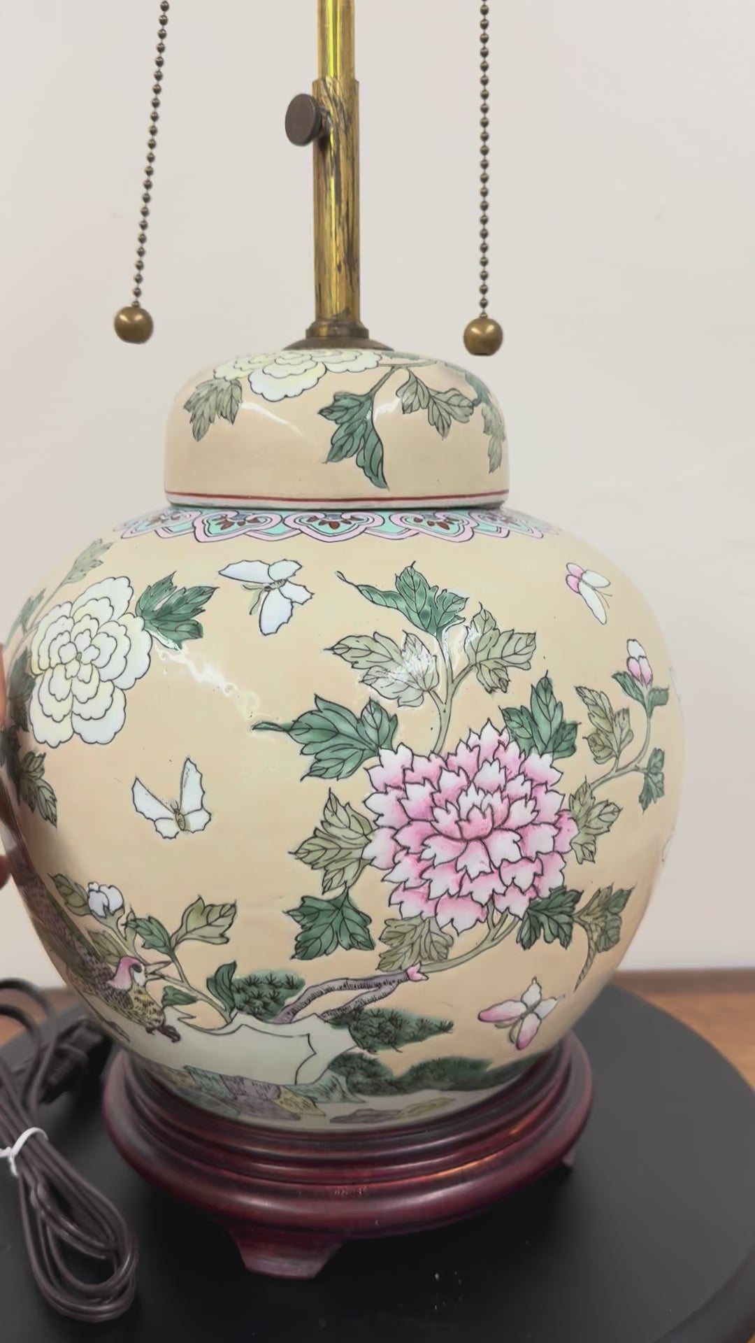 Ginger Jar Lamp with Pheasant and Flowers
