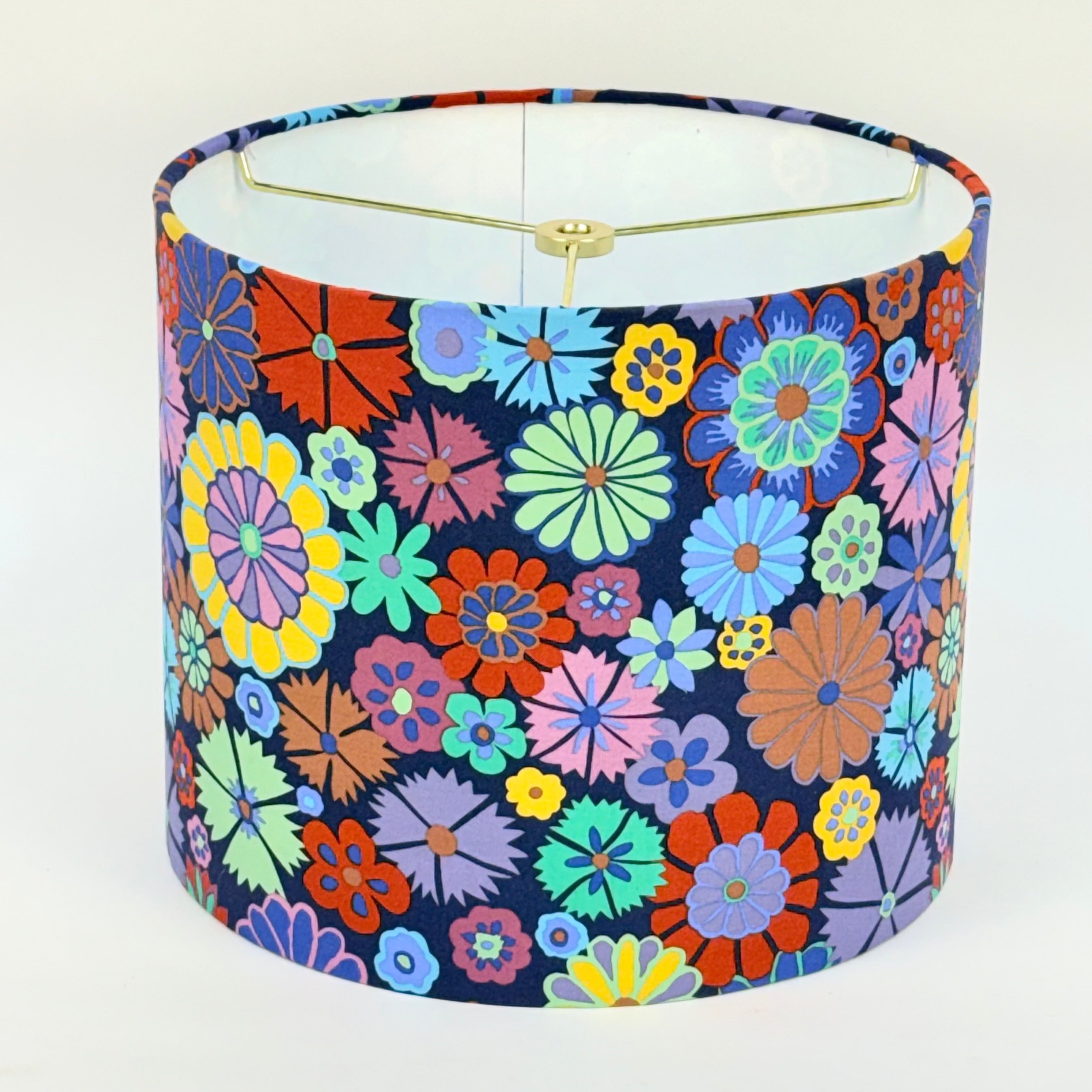 Purple Folk Flowers - 10 inch Drum Shade