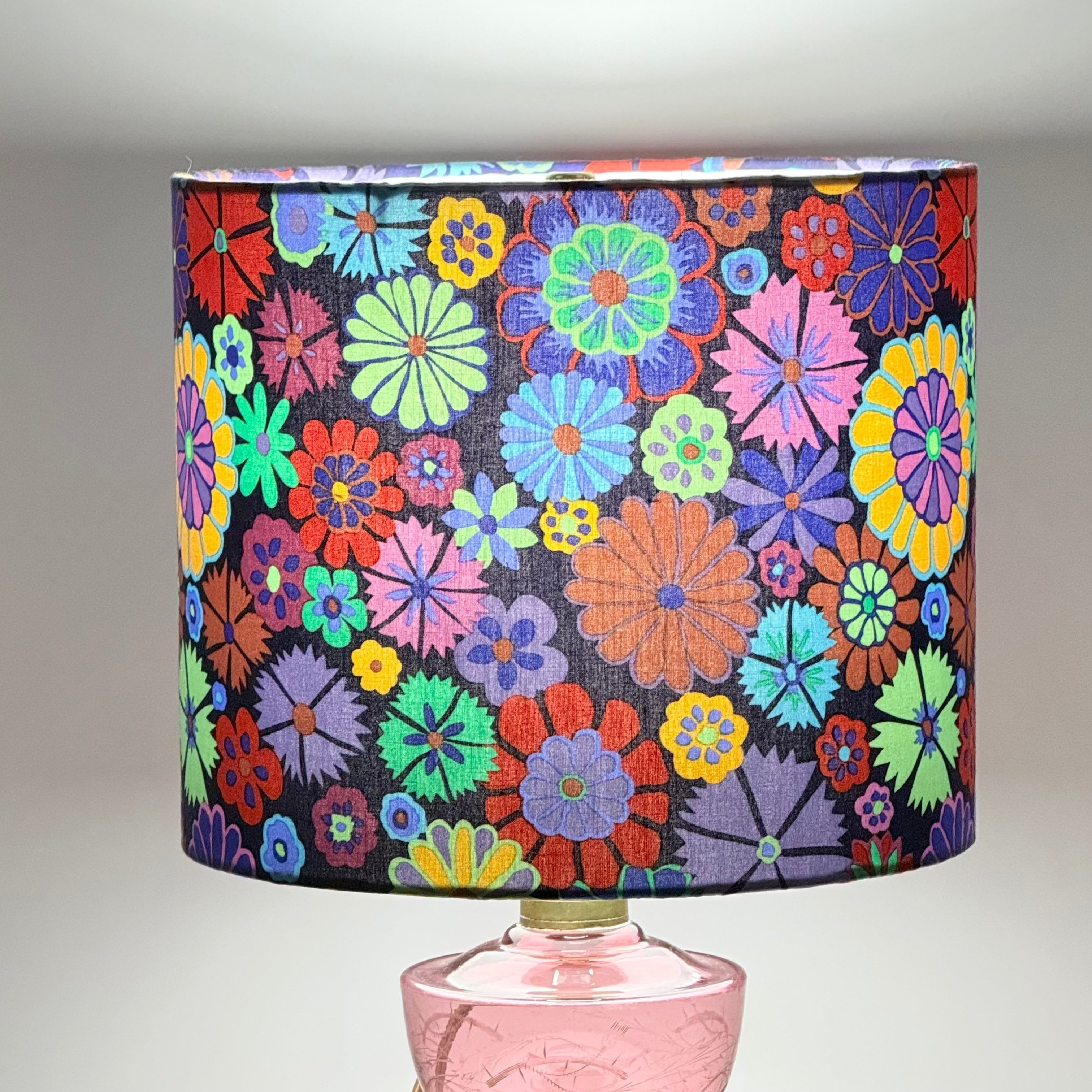 Purple Folk Flowers - 10 inch Drum Shade