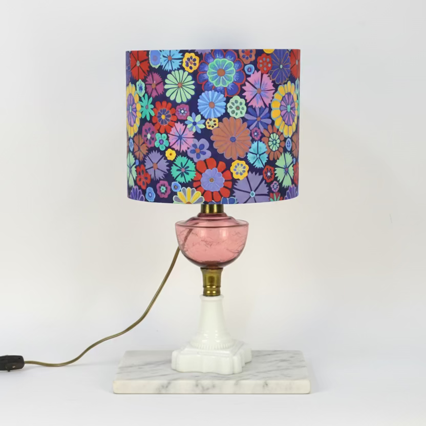 Purple Folk Flowers - 10 inch Drum Shade