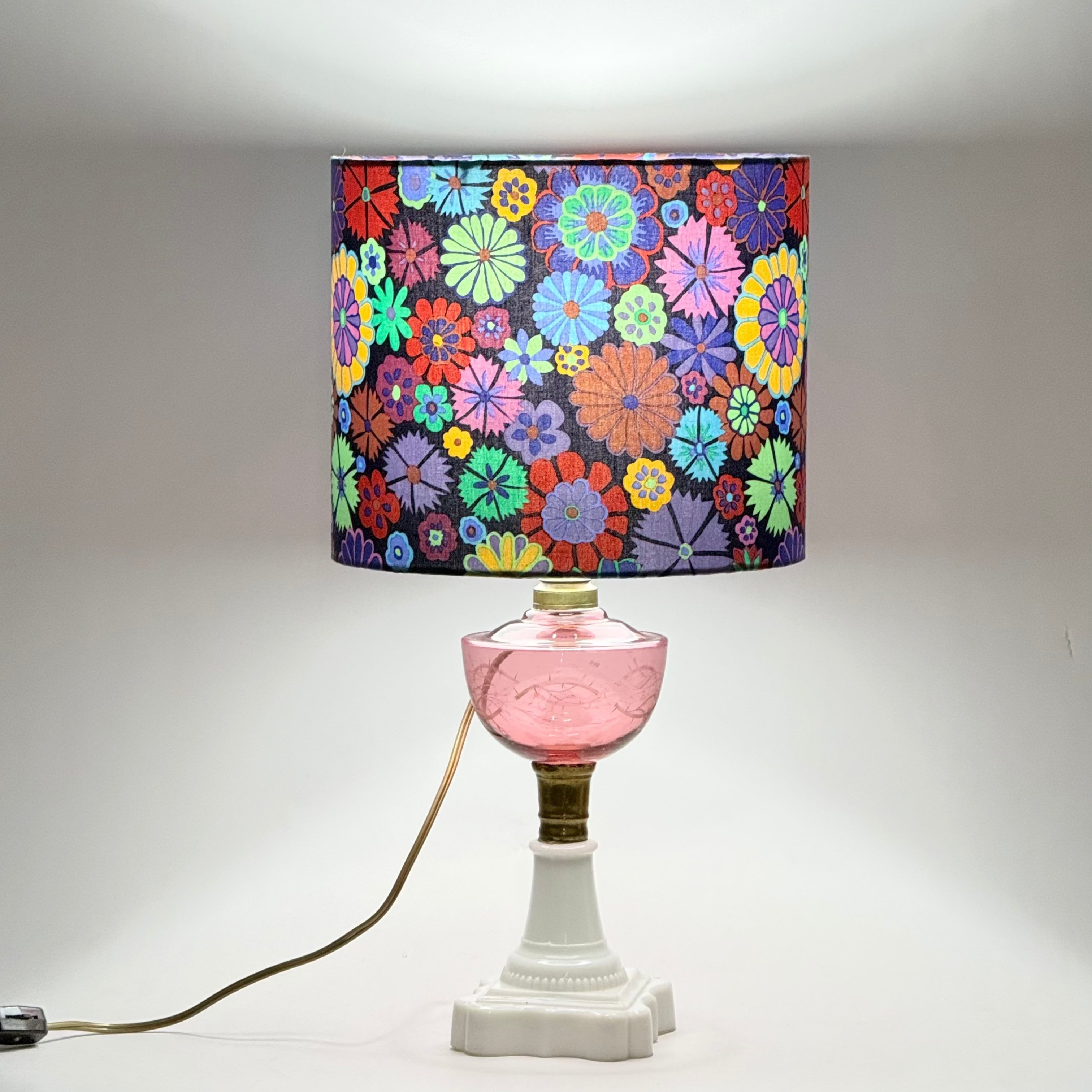 Purple Folk Flowers - 10 inch Drum Shade