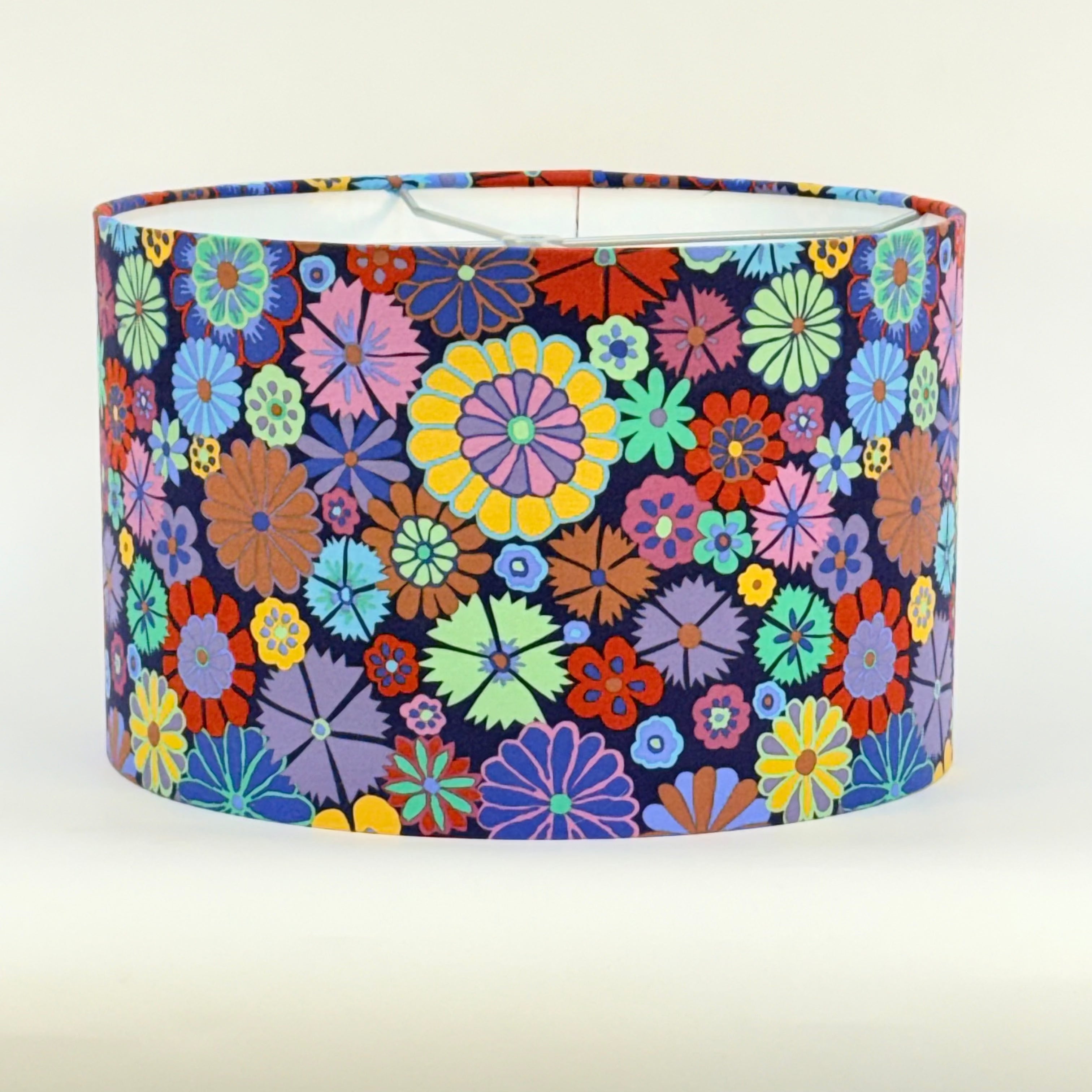 Purple Folk Flowers - 14 inch Drum Shade