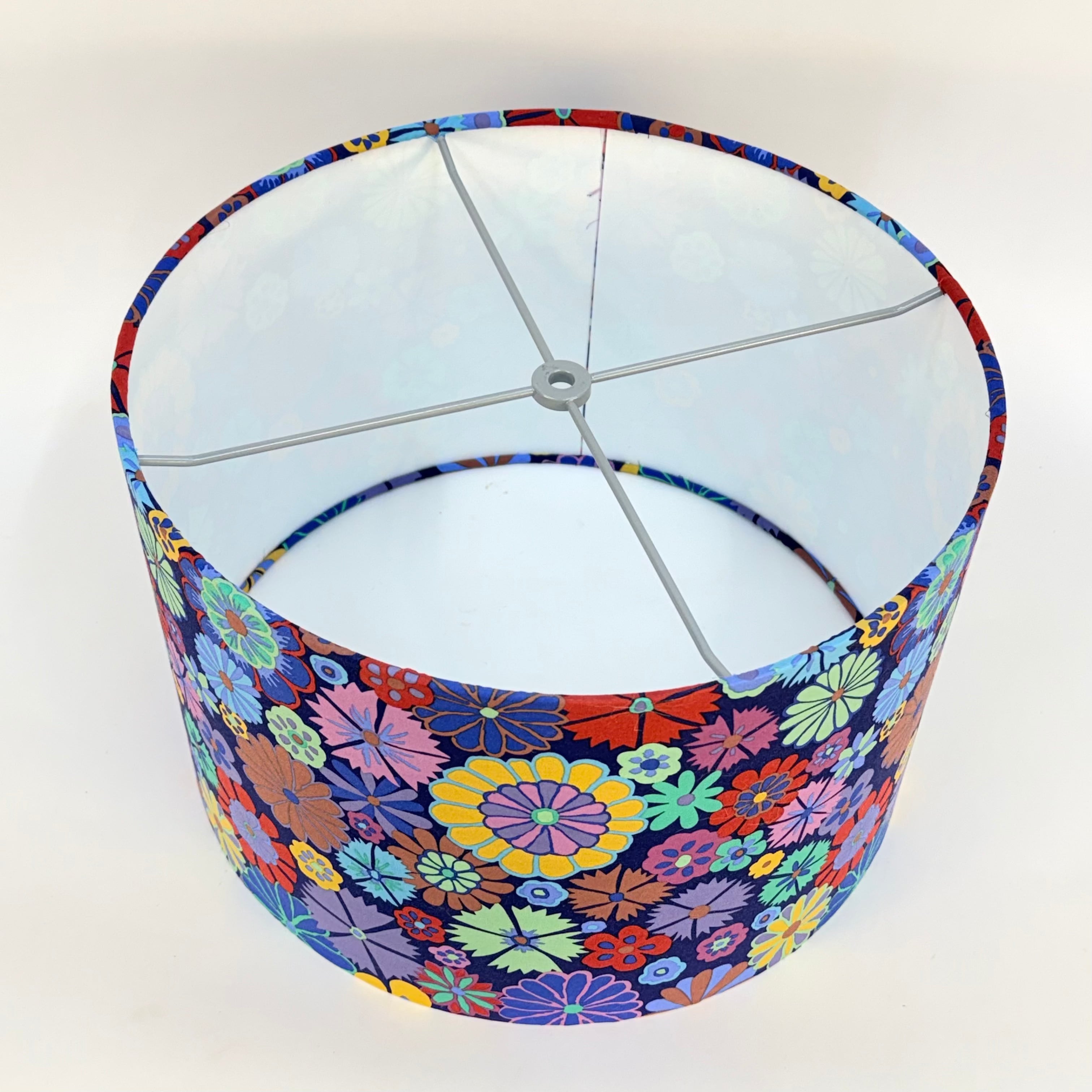 Purple Folk Flowers - 14 inch Drum Shade