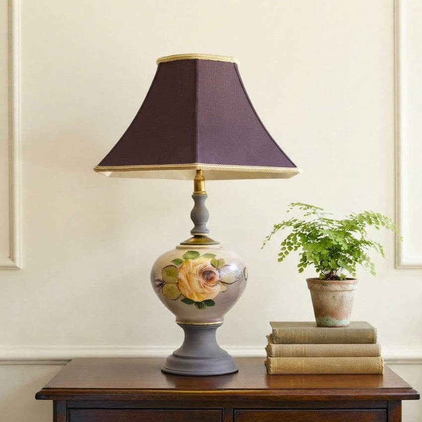 Reimagined Gone With the Wind Lamp | Hand Painted Vintage Floral Table Lamp | Victorian Style Lighting