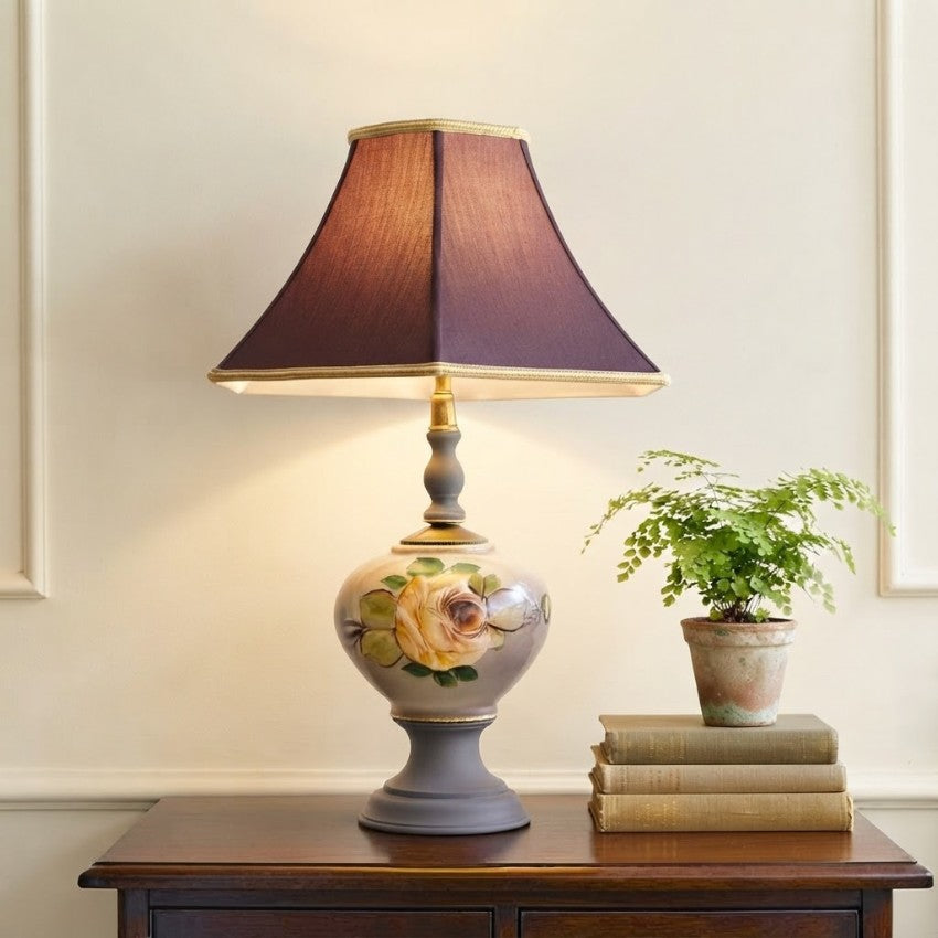 Reimagined Gone With the Wind Lamp | Hand Painted Vintage Floral Table Lamp | Victorian Style Lighting